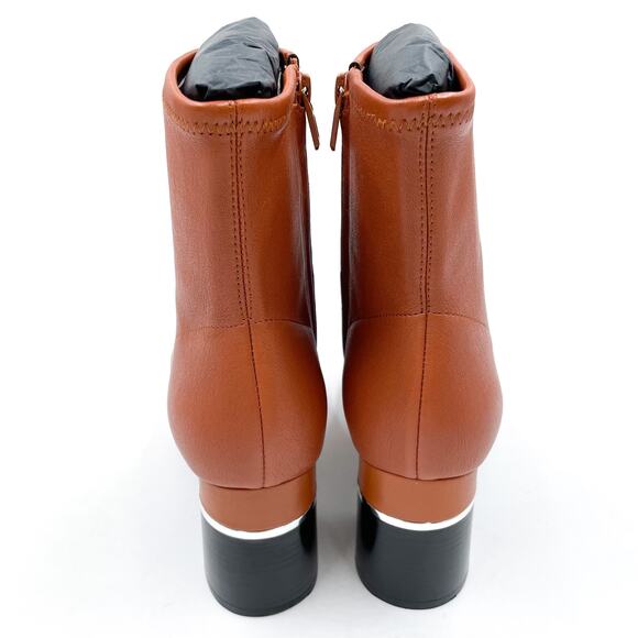3.1 Phillip Lim Drum Boots Ankle Cognac Brown Leather Block Heel Sz 40.5 / 10 - Picture 7 of 11